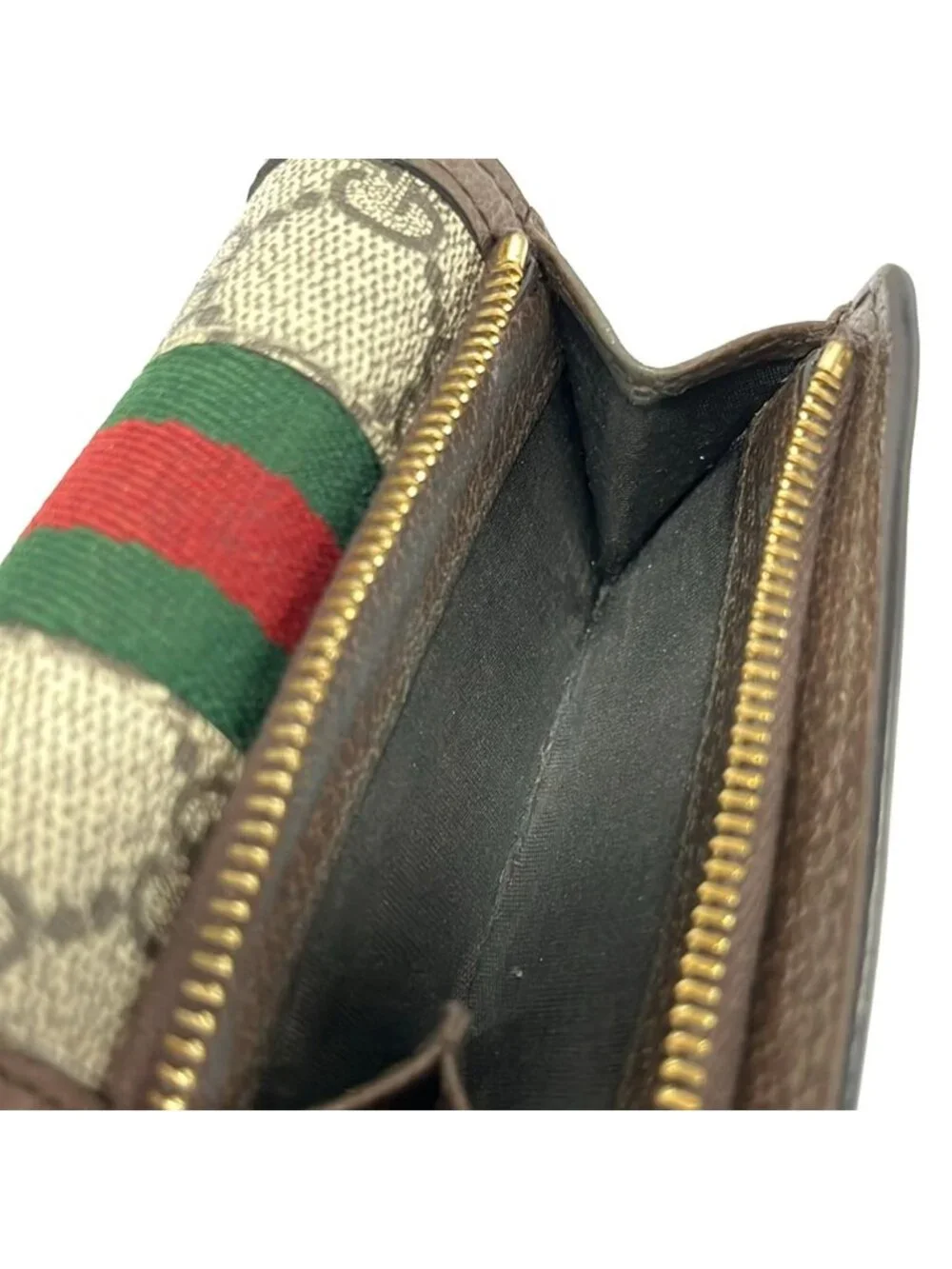 Gucci Trifold Wallet Ophidia Dark Brown Beige Multi Leather